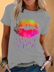 Sexy lips daisy print tops women's tops