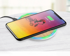 New Round Wooden Wireless Charger 15W Fast Charge Walnut Maple Wood Craft Gift Mobile Phone Wireless Fast Charger