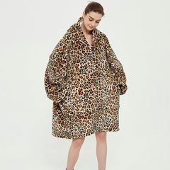 Ovesized Wearable Blanket Hoodie Winter Cute Print Fleece Sleepwaer Warm And Cozy Sofa Homewaer