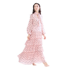 Nouveau Jupe en mousseline de soie mince robe à pois dames