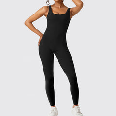 Women’s Sleeveless Flare Jumpsuit – Fitness Yoga Long Pants Activewear