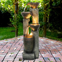40" 4-Tier Outdoor Resin Planter Waterfall Fountain - Garden Fountain for Yard, Patio & Backyard Decor