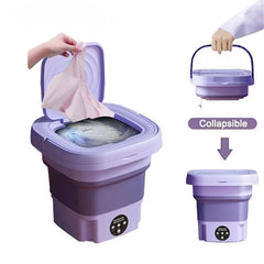 8L Portable Foldable Mini Washing Machine with Spin Dryer – Compact Washer for Socks, Underwear, and Household Laundry