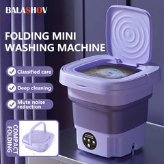 8L Portable Foldable Mini Washing Machine with Spin Dryer – Compact Washer for Socks, Underwear, and Household Laundry