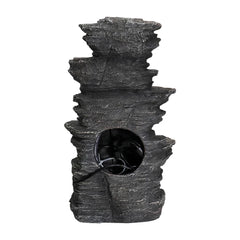 Stacked Rocks 15.7" Black Resin Tabletop Fountain with LED Lights - Zen Meditation Indoor Waterfall for Home, Office & Bedroom Decor