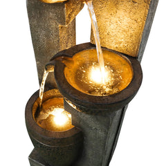 40" 4-Tier Outdoor Resin Planter Waterfall Fountain - Garden Fountain for Yard, Patio & Backyard Decor