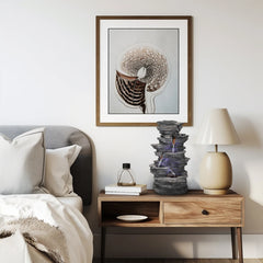 Stacked Rocks 15.7" Black Resin Tabletop Fountain with LED Lights - Zen Meditation Indoor Waterfall for Home, Office & Bedroom Decor