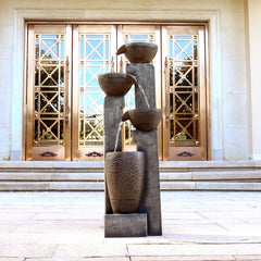 40" 4-Tier Outdoor Resin Planter Waterfall Fountain - Garden Fountain for Yard, Patio & Backyard Decor