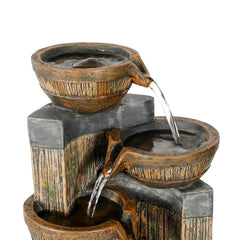 15.7" 4-Tier Indoor Tabletop Waterfall Fountain with LED Lights - Relaxing Home Decoration, Brown