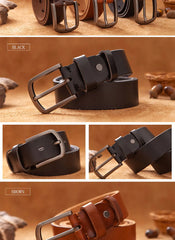 Top Cow Genuine Leather Belt for Men – Luxury Designer High-Quality Vintage Brown Cowboy Belt