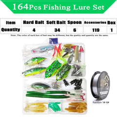 Fishing Lure Kit – Soft & Hard Bait Set | Minnow, Metal Jig, Spoon, Crankbait for Bass & Pike | Tackle Accessories with Box