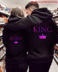 Women Oversized Sweatshirt Fall Homme Clothing Lover Hoodies Printed QUEEN KING Couple Sweatshirt Plus Size Hooded Clothes