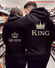 Women Oversized Sweatshirt Fall Homme Clothing Lover Hoodies Printed QUEEN KING Couple Sweatshirt Plus Size Hooded Clothes