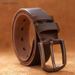 Top Cow Genuine Leather Belt for Men – Luxury Designer High-Quality Vintage Brown Cowboy Belt