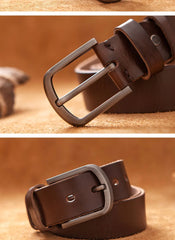 Top Cow Genuine Leather Belt for Men – Luxury Designer High-Quality Vintage Brown Cowboy Belt