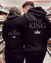 Women Oversized Sweatshirt Fall Homme Clothing Lover Hoodies Printed QUEEN KING Couple Sweatshirt Plus Size Hooded Clothes