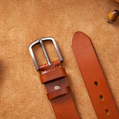 Top Cow Genuine Leather Belt for Men – Luxury Designer High-Quality Vintage Brown Cowboy Belt