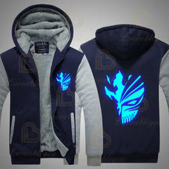 New Warm Coats Anime BLEACH Luminous Glowing Men's Hoodies Sweatshirts Thicken Fleece Camouflage Jackets Zipper Hooded
