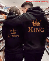 Women Oversized Sweatshirt Fall Homme Clothing Lover Hoodies Printed QUEEN KING Couple Sweatshirt Plus Size Hooded Clothes