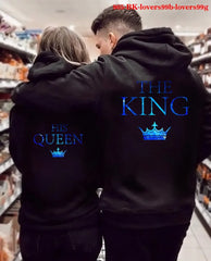 Women Oversized Sweatshirt Fall Homme Clothing Lover Hoodies Printed QUEEN KING Couple Sweatshirt Plus Size Hooded Clothes