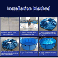 LVJU Foldable Fish Tank - 180 Gallon (680L) Round Plastic Pond for Fresh/Salt Water Breeding, 120cm Diameter x 60cm Height