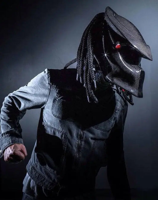 Predator Full-Face Carbon Fiber Motorcycle Helmet – Iron Warrior Design | DOT Certified | High-Quality in Black & Colorful Styles