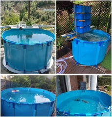 LVJU Foldable Fish Tank - 180 Gallon (680L) Round Plastic Pond for Fresh/Salt Water Breeding, 120cm Diameter x 60cm Height