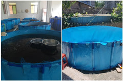 LVJU Foldable Fish Tank - 180 Gallon (680L) Round Plastic Pond for Fresh/Salt Water Breeding, 120cm Diameter x 60cm Height