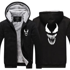 Venom Cosplay Costume Luminous Sweatshirt Sportswear Streetwear Hoodie Hooded Men Thicken Zipper Tracksuit Winter Coat Jacket