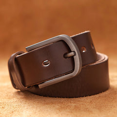 Top Cow Genuine Leather Belt for Men – Luxury Designer High-Quality Vintage Brown Cowboy Belt