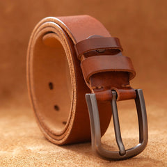 Top Cow Genuine Leather Belt for Men – Luxury Designer High-Quality Vintage Brown Cowboy Belt