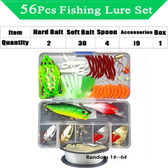 Fishing Lure Kit – Soft & Hard Bait Set | Minnow, Metal Jig, Spoon, Crankbait for Bass & Pike | Tackle Accessories with Box