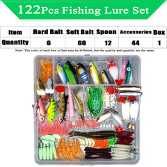 Fishing Lure Kit – Soft & Hard Bait Set | Minnow, Metal Jig, Spoon, Crankbait for Bass & Pike | Tackle Accessories with Box