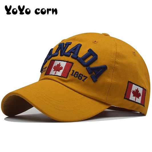 I Love Canada" Washed Cotton Baseball Cap – Snapback Hat with Embroidery for Men & Women, Casual Dad Hat