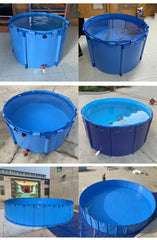 LVJU Foldable Fish Tank - 180 Gallon (680L) Round Plastic Pond for Fresh/Salt Water Breeding, 120cm Diameter x 60cm Height