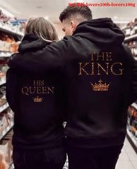 Women Oversized Sweatshirt Fall Homme Clothing Lover Hoodies Printed QUEEN KING Couple Sweatshirt Plus Size Hooded Clothes