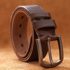 Top Cow Genuine Leather Belt for Men – Luxury Designer High-Quality Vintage Brown Cowboy Belt