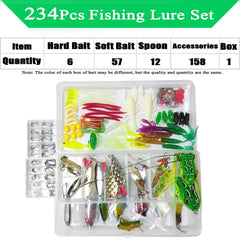 Fishing Lure Kit – Soft & Hard Bait Set | Minnow, Metal Jig, Spoon, Crankbait for Bass & Pike | Tackle Accessories with Box