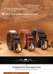 Top Cow Genuine Leather Belt for Men – Luxury Designer High-Quality Vintage Brown Cowboy Belt