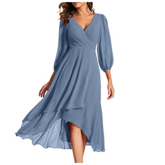 Elegant Women’s V-Neck Long-Sleeved Loose Party Evening Dress | Chic & Comfortable Nightwear