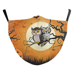 Masque anti-poussière double couche à impression numérique drôle de crâne d'Halloween