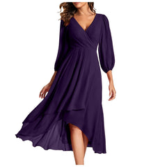 Elegant Women’s V-Neck Long-Sleeved Loose Party Evening Dress | Chic & Comfortable Nightwear