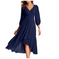 Elegant Women’s V-Neck Long-Sleeved Loose Party Evening Dress | Chic & Comfortable Nightwear