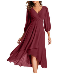 Elegant Women’s V-Neck Long-Sleeved Loose Party Evening Dress | Chic & Comfortable Nightwear