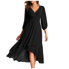 Elegant Women’s V-Neck Long-Sleeved Loose Party Evening Dress | Chic & Comfortable Nightwear