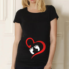 Cute Black Maternity Shirt | Funny Baby Print Pregnancy Tee | O-Neck Short Sleeve Top for Moms