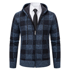 Men's Plaid Thickened Sweater Coat
