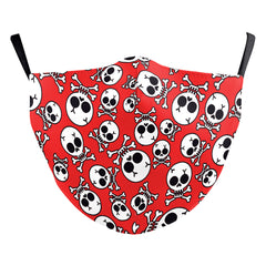 Masque anti-poussière double couche à impression numérique drôle de crâne d'Halloween