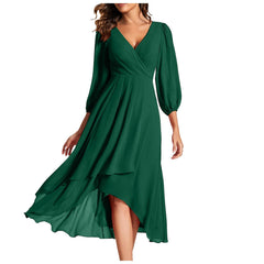 Elegant Women’s V-Neck Long-Sleeved Loose Party Evening Dress | Chic & Comfortable Nightwear
