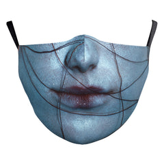 Masque anti-poussière double couche à impression numérique drôle de crâne d'Halloween